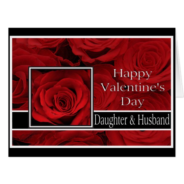 Daughter & Husband Happy Valentine's Day Rose (Vorderseite (Horizontal))