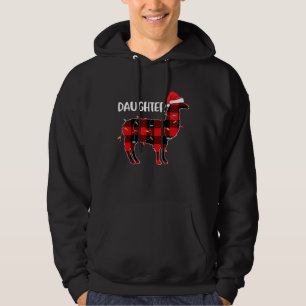 Daughter Llama Weihnachts Red Kariert Matching Fam Hoodie