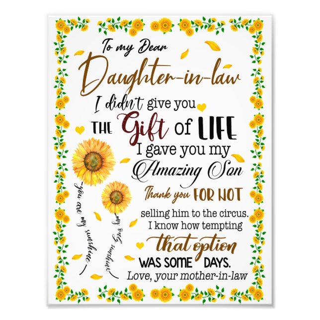 Daughter Lovers | Zu meiner lieben Schwiegertochte Fotodruck (Vorne)
