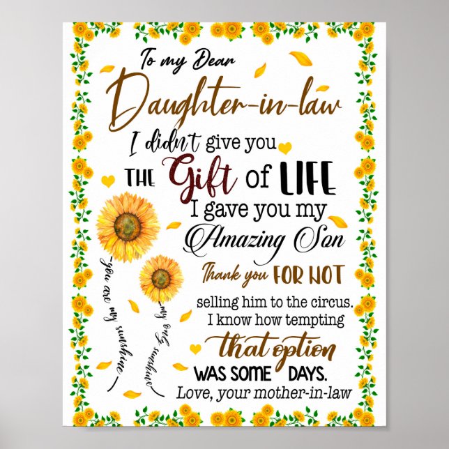 Daughter Lovers | Zu meiner lieben Schwiegertochte Poster (Vorne)