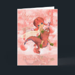 Daughter-Niedliche Geburtstag-Karte, rosa Drache u Karte<br><div class="desc">Daughter-Niedliche Geburtstag-Karte,  rosa Drache und Fee</div>