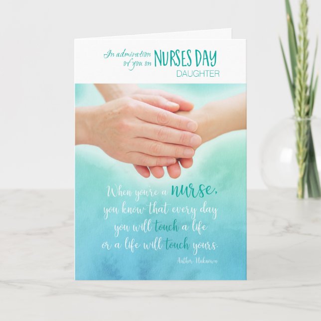 Daughter Nurses Day Tender Holding Hand Karte (Vorderseite)