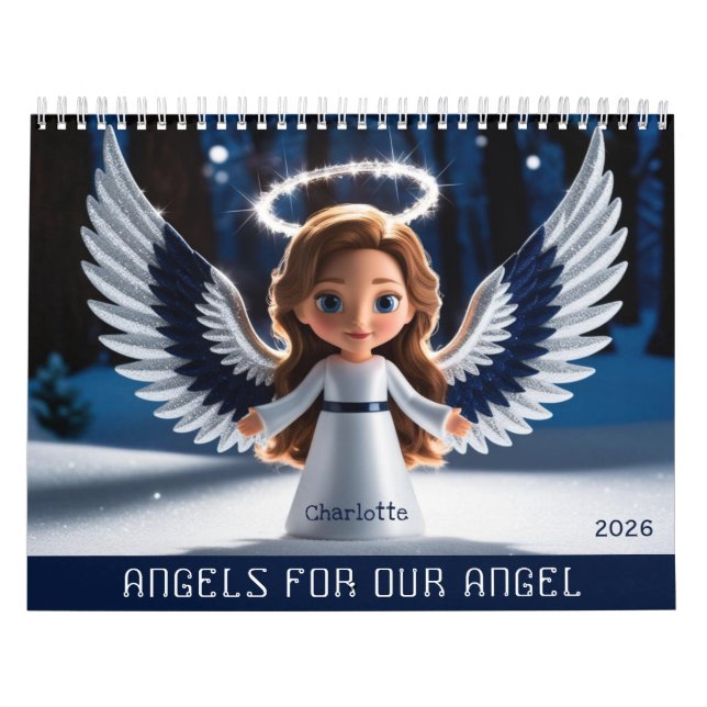 Daughter Personalisiertes Foto und Name 2026 Engel Kalender (Titelbild)
