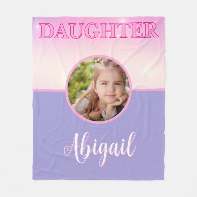 Daughter Pink & Lilac Lila benutzerdefiniertes Fot Fleecedecke (Vorderseite)