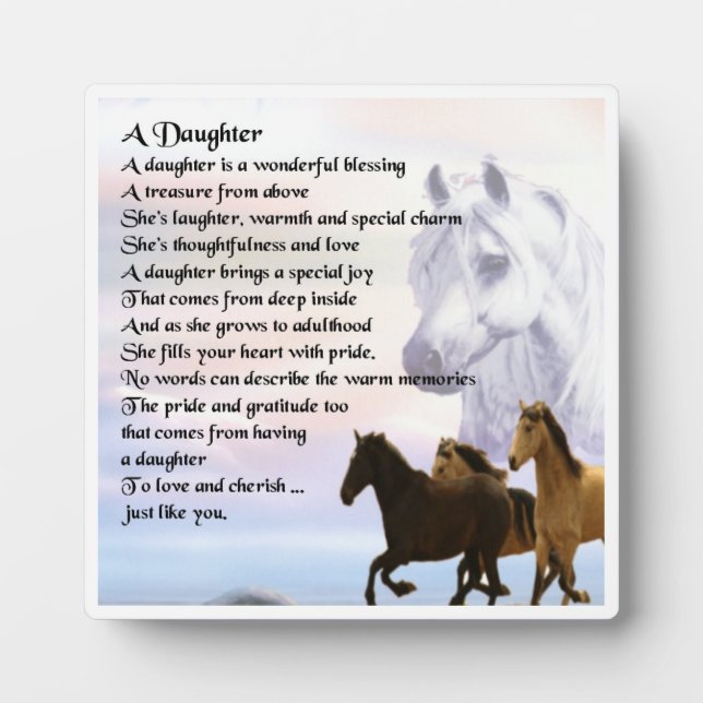 Daughter Poem Plaque - Pferdedesign Fotoplatte (Vorderseite)