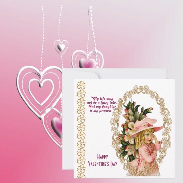 Daughter Rustikale Vintage Valentinskarte (Daughter Rustic Gold Frame Vintage Valentine Card)