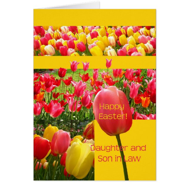 Daughter & Sohn in Law Happy Oaster Tulip Karte (Vorne)