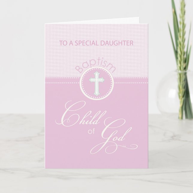 Daughter Taufe Herzlichen Glückwunsch Rosa Kind Go Karte (Vorderseite)