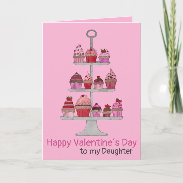 Daughter Valentine's Cupcakes benutzerdefinierbare Karte (Vorderseite)