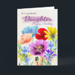 Daughter Watercolor Wilde Blume Geburtstagkarte Karte<br><div class="desc">Hübsche Aquarellgarten Blume Stiefmütterchen in verschiedenen Farben, alle Blume wurden ursprünglich von mir selbst bemalt. Eine süße Karte, die perfekt für jede Dame ist.</div>