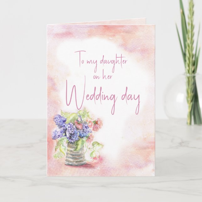 Daughter Wedding Day Wasserfarbenflora Karte (Vorderseite)