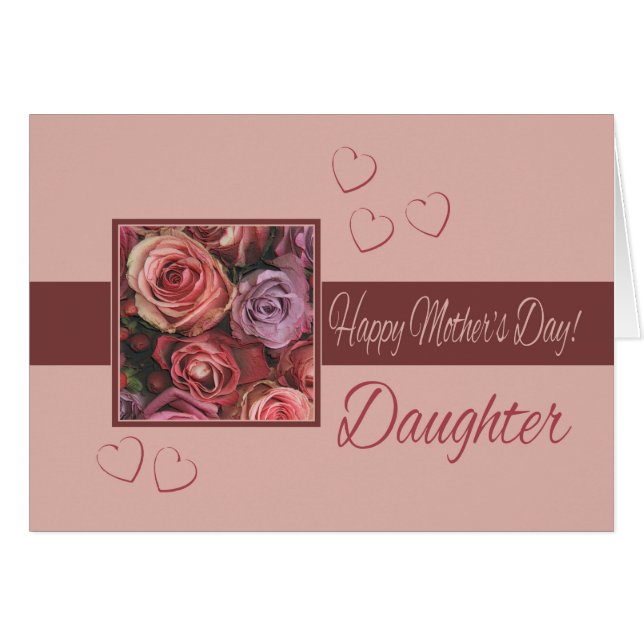    DaughterHappy Mother Day Rose Card (Vorderseite (Horizontal))