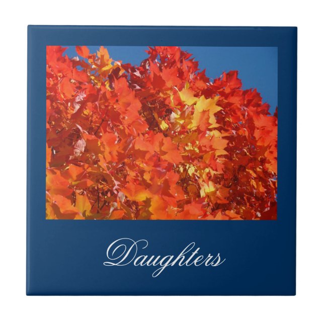 Daughters Geschenke Tile Art Orange Herbstlaubs Bl Fliese (Vorderseite)