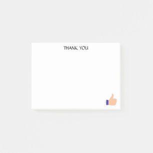 Daumen hoch Danke auf weißem Hintergrund Post-it Klebezettel