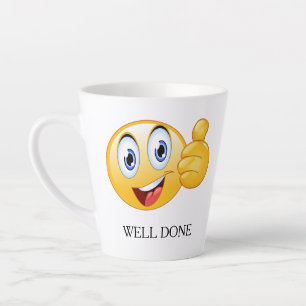 Daumen Hoch Emoji Gut Gemacht Lächelndes Gesicht A Milchtasse