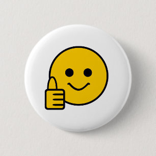 Daumen Hoch Glückliches Gelbes Gesicht Button