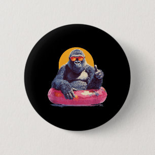 Daumen hoch Gorilla im Urlaub Pool Ring für den St Button
