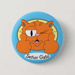 Daumen hoch Señor Gato zwinkernd Cartoon-Katze Button