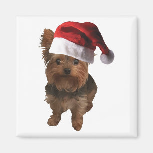 Daumennagelbild Santa Hut Yorkie Magnet