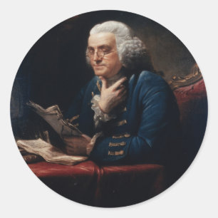 Daumen-Porträt, Benjamin Franklin Gründungsvater Runder Aufkleber
