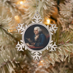 Daumen-Porträt, Benjamin Franklin Gründungsvater Schneeflocken Zinn-Ornament