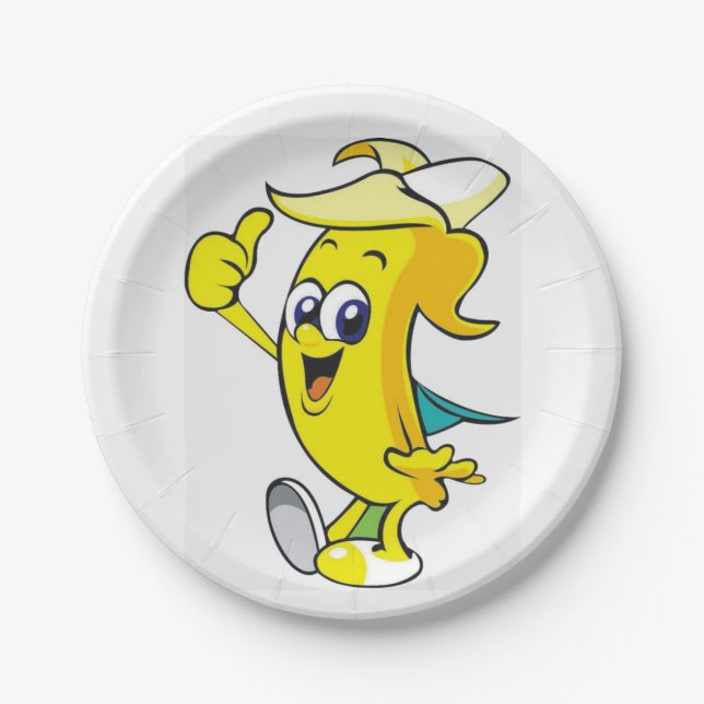 Daumen über Bananen Pappteller (Vorderseite)