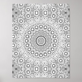 Daumenring-Mandala-Malvorlage Detaillierte Kunstwe Poster