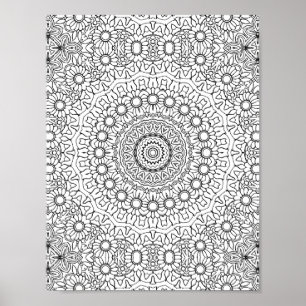 Daumenring-Mandala-Malvorlage Detaillierte Kunstwe Poster