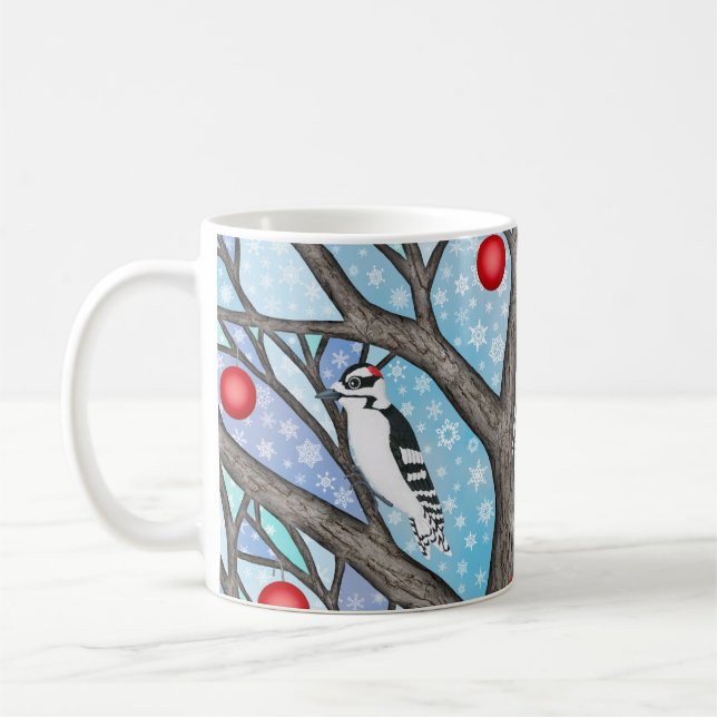 Daunenspecht im Glasbaum Xmas Kaffeetasse (Links)