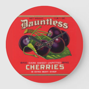 Dauntless Cherries in Heavy Sirup aus den 1930er J Große Wanduhr