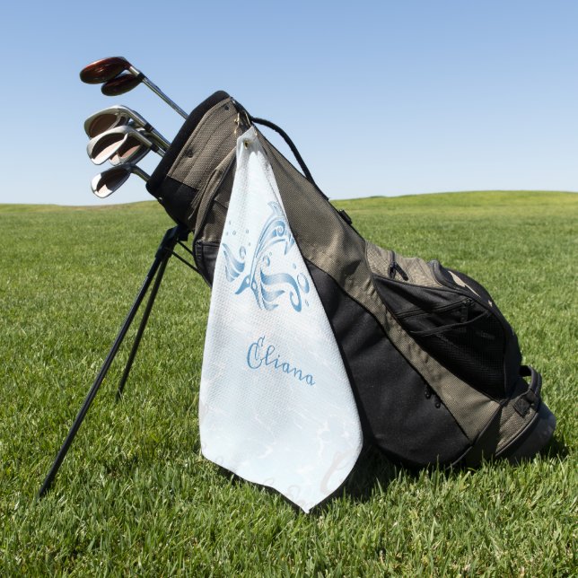 Dauphin bleu Serviette de golf personnalisée (Vert)