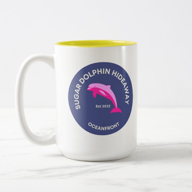 Dauphin de sucre caché Logo Plage Café Mug (Gauche)