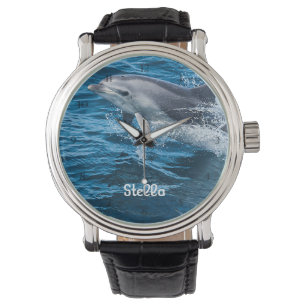 Dauphin éclaboussant la montre personnalisée