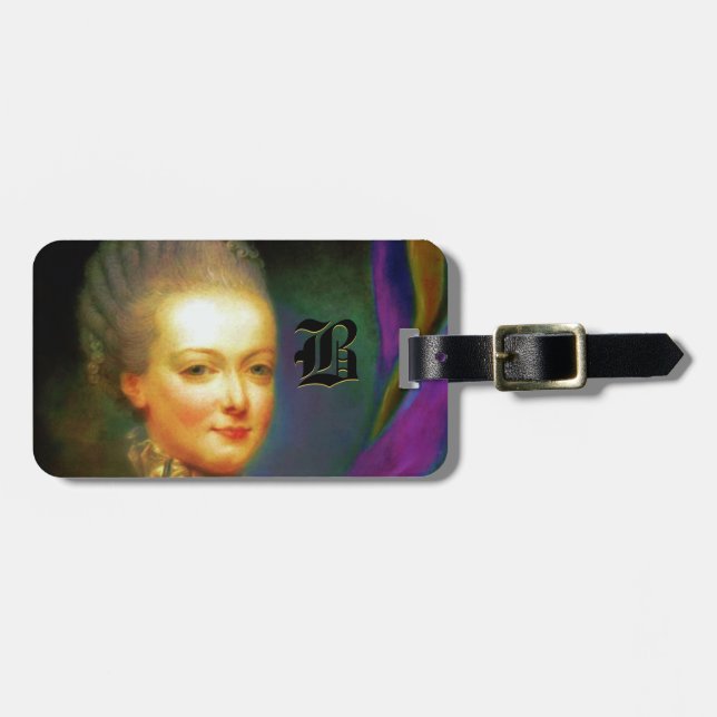 Dauphin-französisches barockes Monogramm Gepäckanhänger (Vorderseite horizontal)