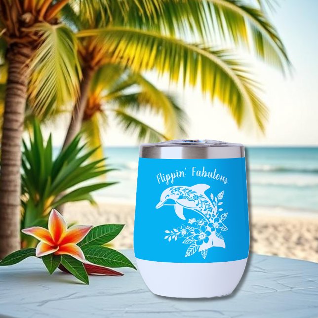 Dauphin hawaïen - Fabuleux bleu clair (Hawaiian Dolphin, Flippin Fabulous, Islander Summer, Beach, Fisherman Trend, wine tumbler,light blue)