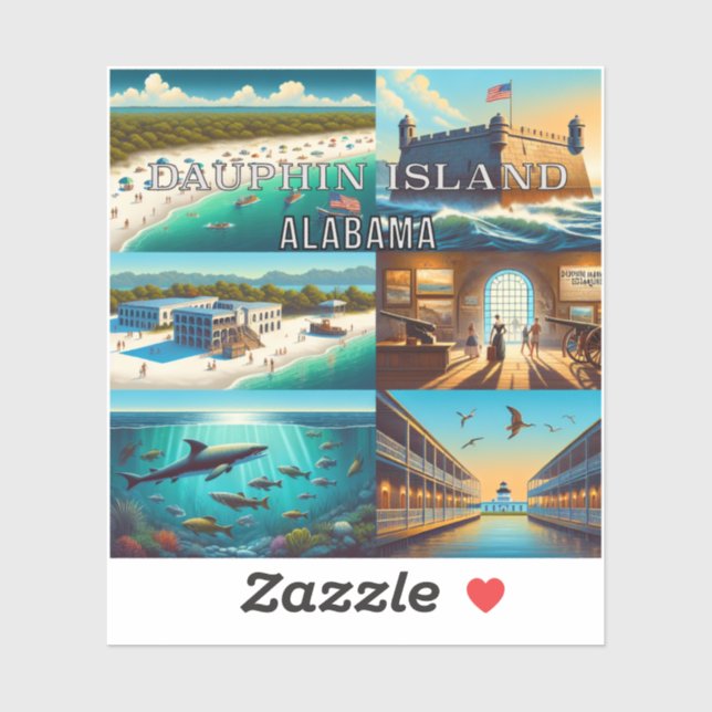 Dauphin Island Alabama 3 Inch Vinyl Sticker (Blatt)