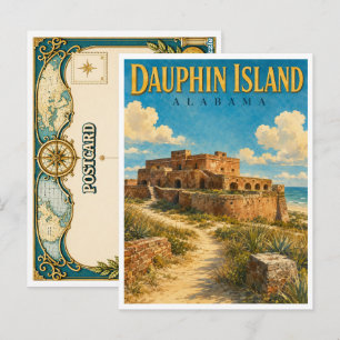 Dauphin Island Alabama Fort Gaines GeoSaga Postkarte