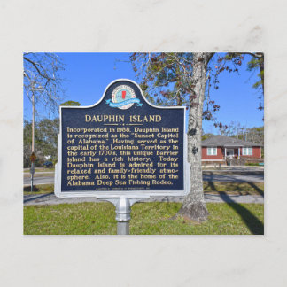 Dauphin Island, Alabama, historisches Zeichen Postkarte