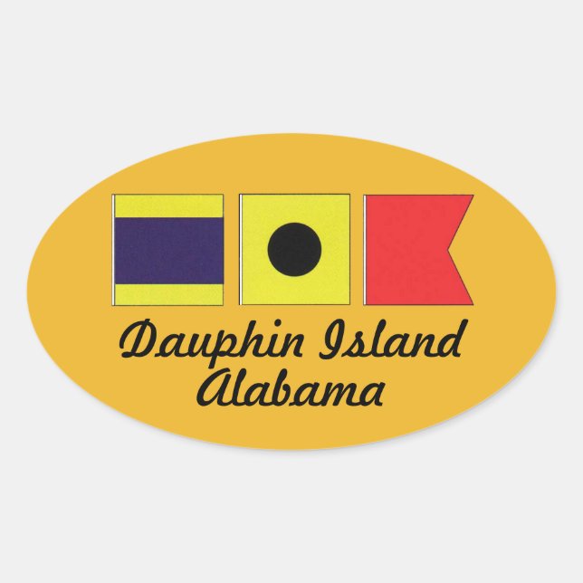Dauphin Island Alabama-Signalflagge Ovaler Aufkleber (Vorderseite)