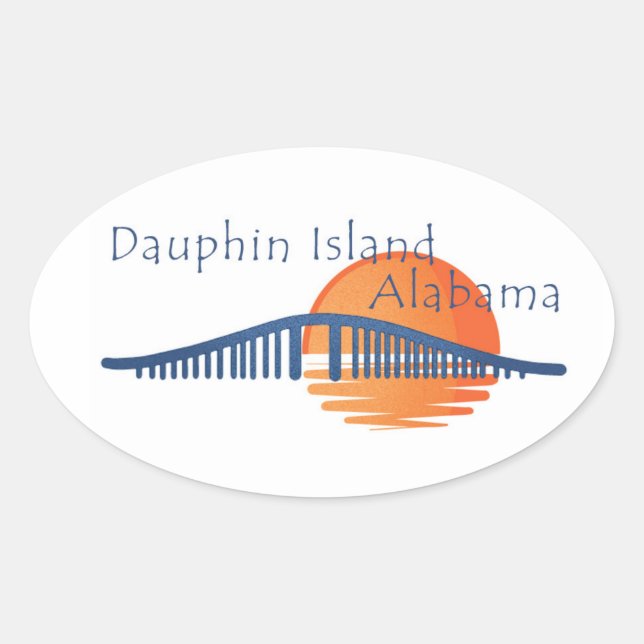 Dauphin Island, Brücke von Alabama und Sonnenunter Ovaler Aufkleber (Vorderseite)