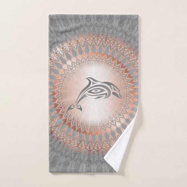 Dauphin rose Gold Grey Mandala (Serviette à main)