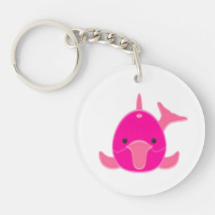 Dauphin rose sur Porte - clé Arrière - plan blanc