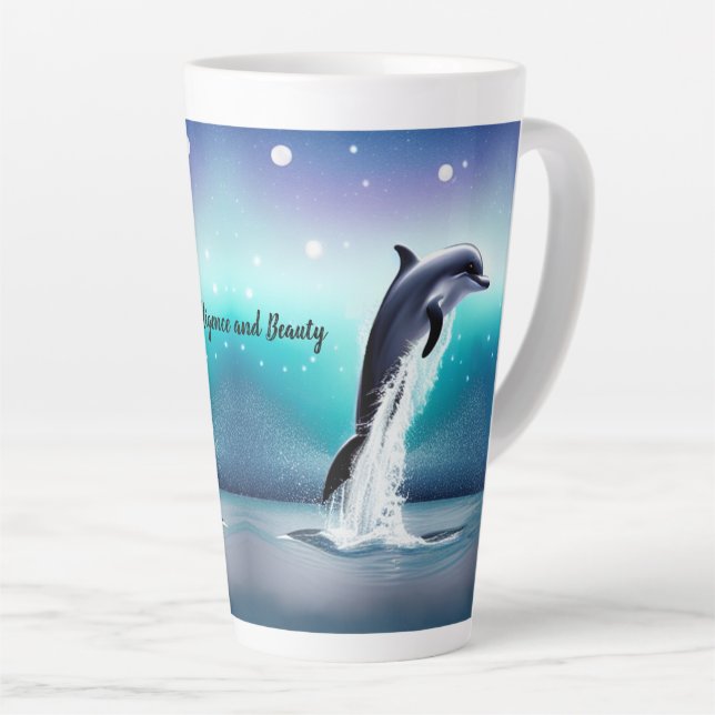 Dauphin Sauter Dans L'Océan Latte Mug (Angle droit)