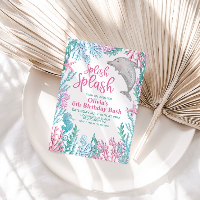 Dauphin sous la mer Invitation d'anniversaire (Créateur téléchargé)
