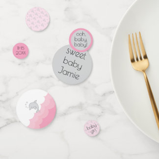 Dauphins de Confetti baby shower rose et gris