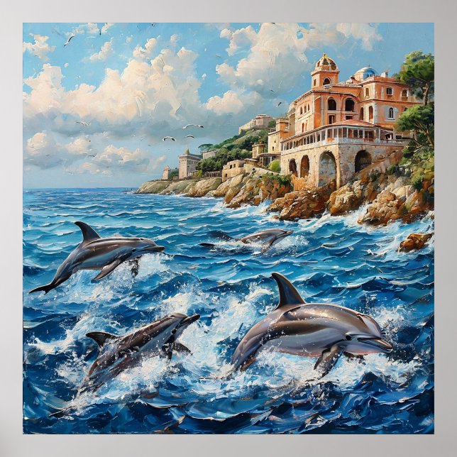 Dauphins Océaniques Décoration de Maison Côtière M (Devant)