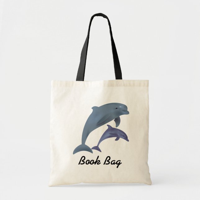 Dauphins tropicaux sautant sac de livre (Devant)