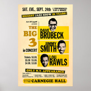 Dave Brubeck - Jimmy Smith - Lou Rawls Jazzplakat Poster