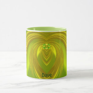 DAVE ~ GLOSSY 3D Gold Jaune Vert ~ Mug