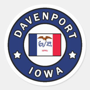 Davenport Iowa Runder Aufkleber
